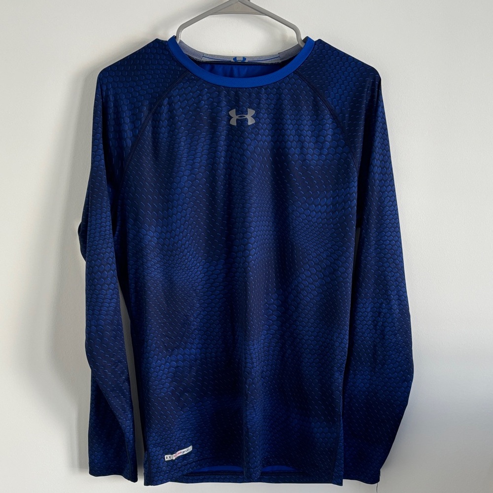 Under Armour Men's Long Sleeve Compression Shirt - Navy Blue - Picture 2 of 5